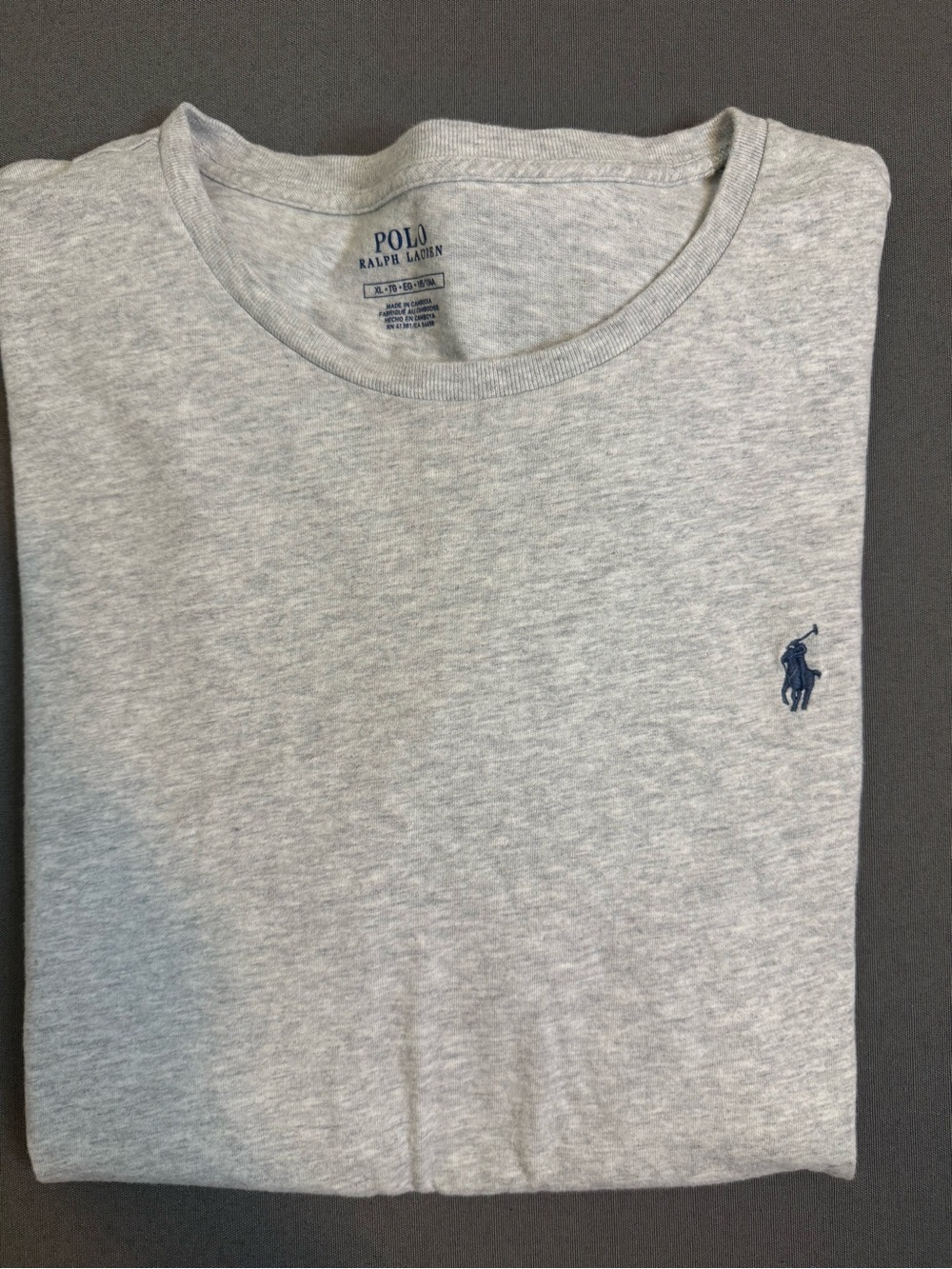 Polo by Ralph Lauren Heather Gray Short Sleeve Crewneck Tee with Navy Pony XL